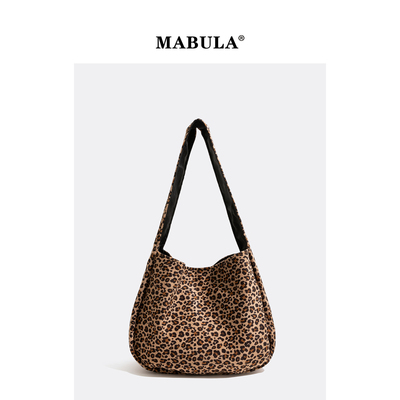 MABULA豹纹手提包大容量包包
