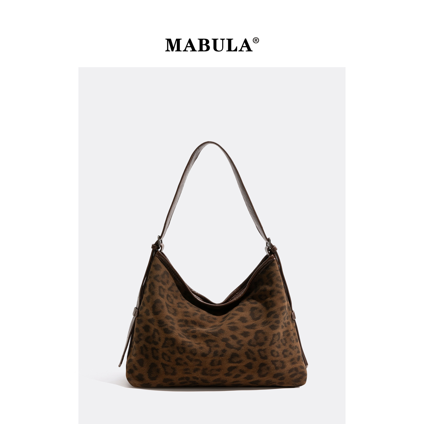 MABULA豹纹帆布包大容量麂皮