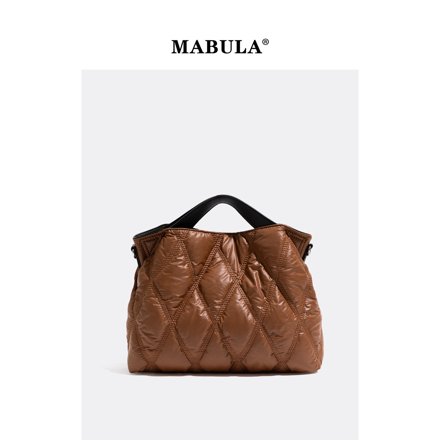 MABULA高级感菱格羽绒棉单肩包女2025秋冬新款潮流百搭通勤斜挎包,箱包皮具/热销女包/男包,托特包,淘宝优惠券,粉丝福利购,淘宝优惠卷