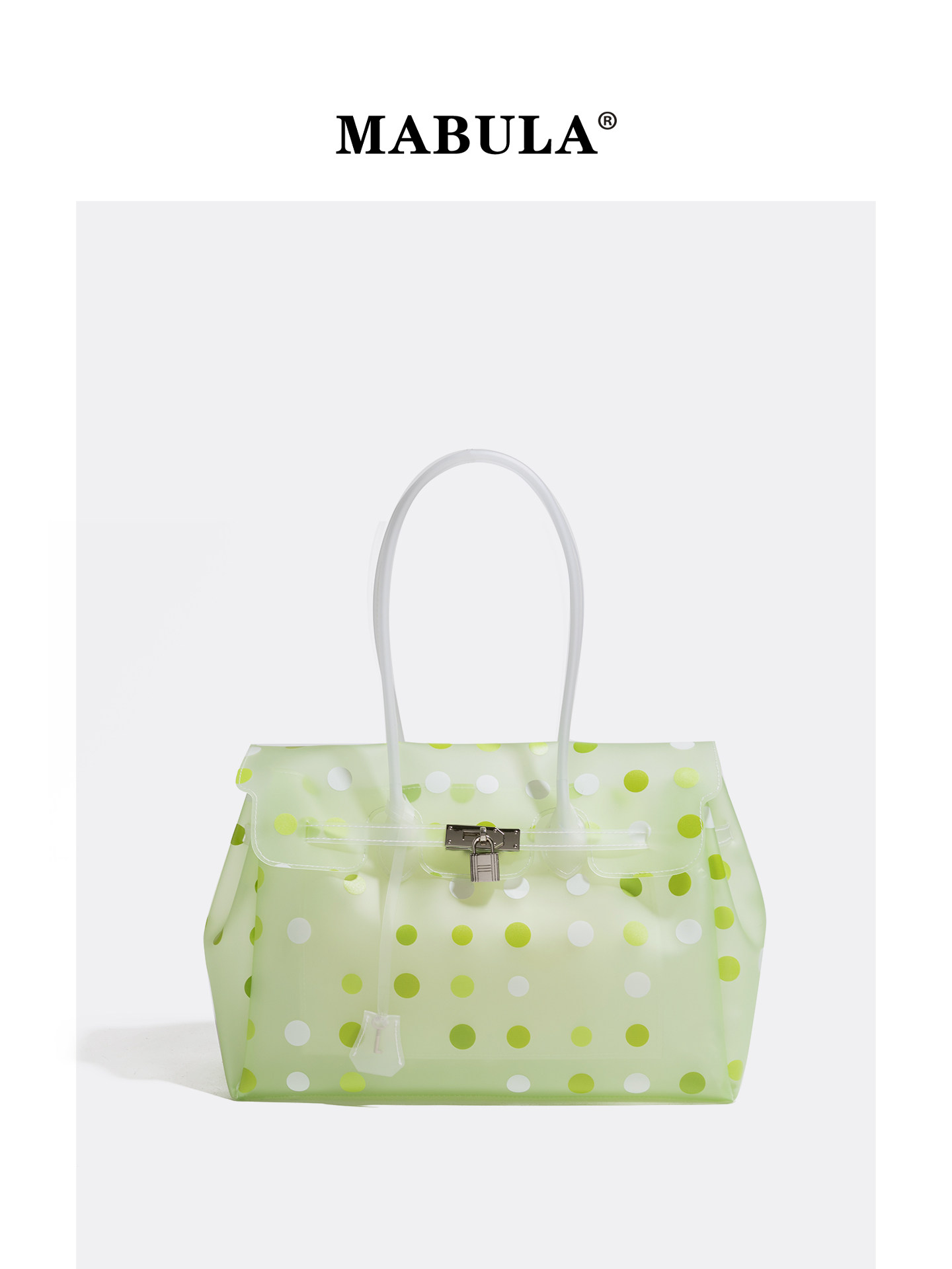 MABULA Korean Style TPU Transparent Polka Dot Jelly Bag for Women, 2026 Autumn Super Popular Handbag, INS Style Tote Bag
