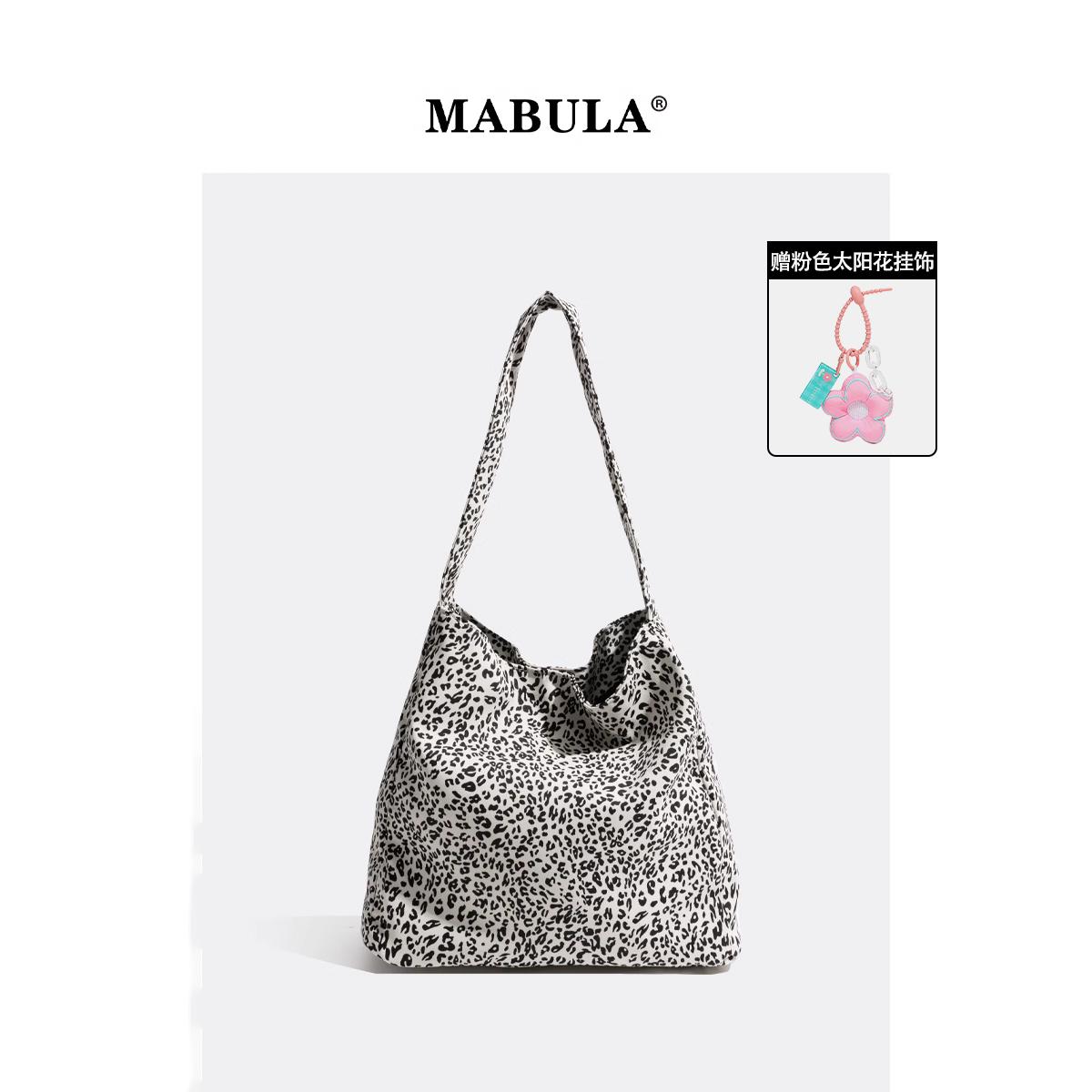 MABULA豹纹帆布袋春夏托特包单肩