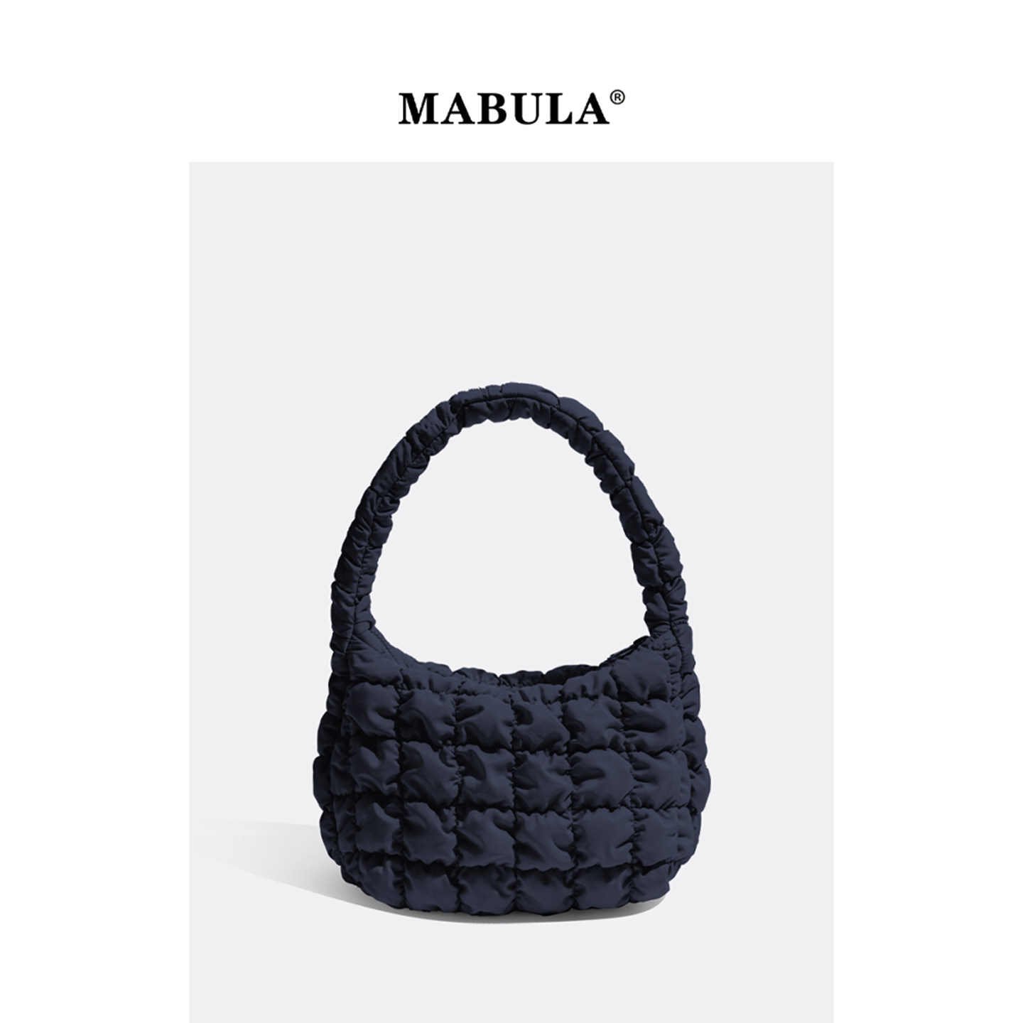 MABULA云朵包2025新款藏蓝色褶皱腋下包新月形时尚羽绒包手提包包,箱包皮具/热销女包/男包,腋下包,淘宝优惠券,粉丝福利购,淘宝优惠卷