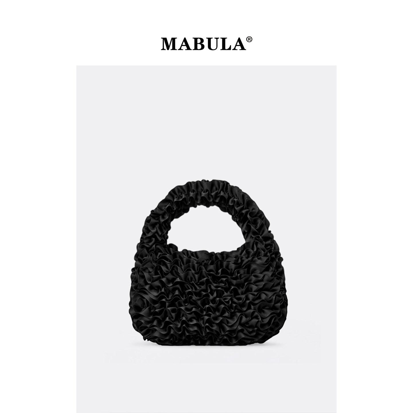 MABULA花瓣褶手提云朵包包女2025新款黑色迷你新品时尚出街手拿包,箱包皮具/热销女包/男包,手拿包,淘宝优惠券,粉丝福利购,淘宝优惠卷