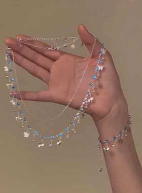 双层项链仙女小众蝴蝶项链