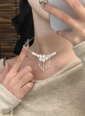花团锦簇！项链女轻奢小众长流苏梅花锁骨链新中手工精致高级流苏