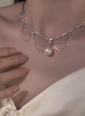 锁骨链设计感温柔珍珠项链颈链