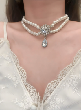 晚宴星光！超闪珍珠choker项链新款爆款锁骨链女高级感颈链