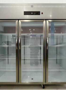 三 门冷 藏 点菜 陈 列 柜 酒 店厨 房食 堂设 备商 用冰 箱展 示 柜双 门不 锈 钢