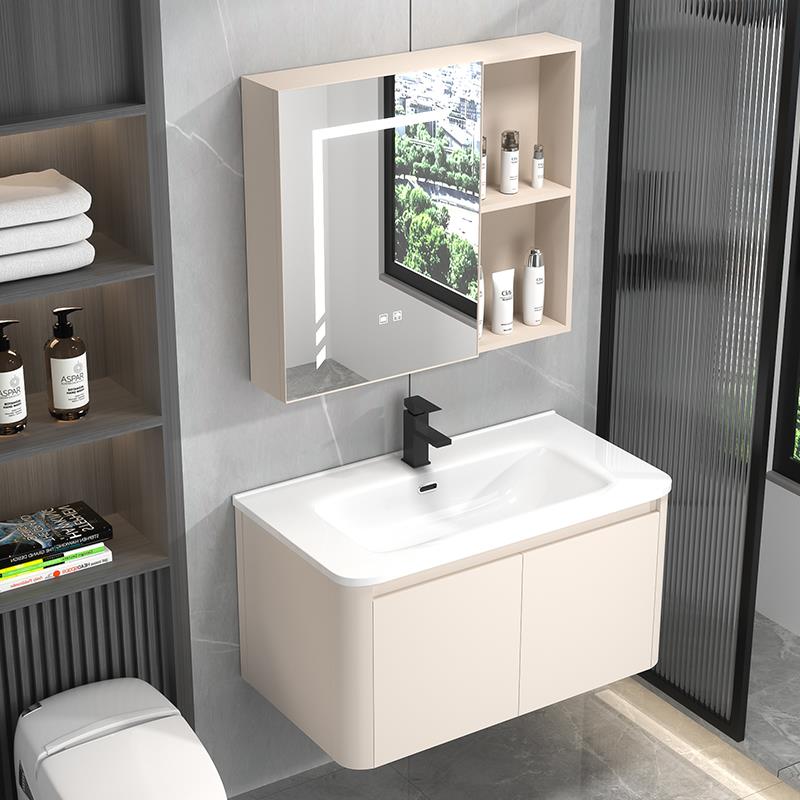 太空铝浴室柜新款卫生间洗脸盆柜组合陶瓷一体盆洗手池岩板洗漱台饰品