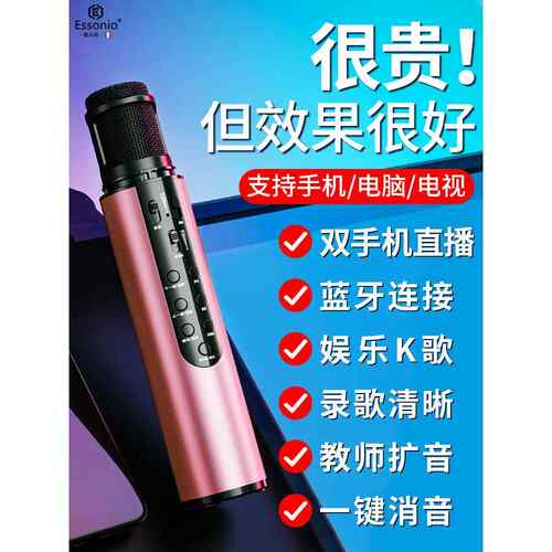 Essonio无线蓝牙麦克风话筒音响一体全民K歌全能家用会议直播神器