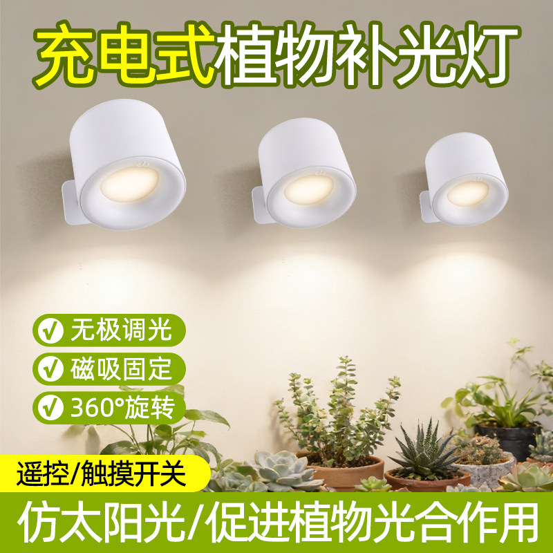 植物补光灯充电款式不插电无线遥控模拟太阳光灯室内绿植专用射灯图片