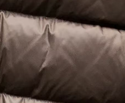 thumbnail for Left pointed convex hook, horizontal strip, black pull lock, two-color stand-up collar, shiny down jacket 44122505