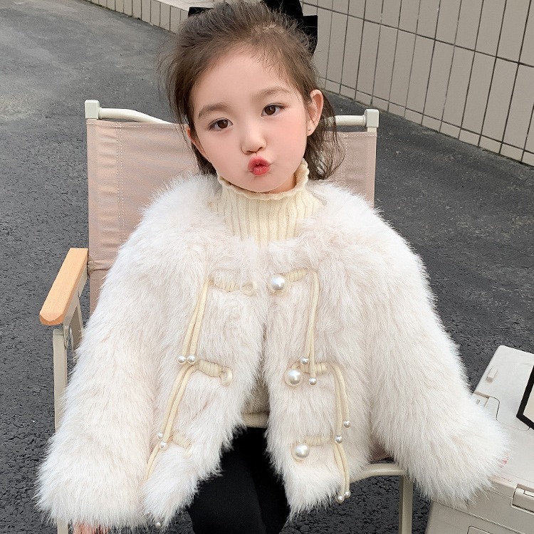 女童时髦仿皮草外套洋气儿童冬季夹棉上衣韩版宝宝加厚小童秋冬装
