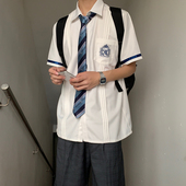 现货 长袖 都南高中 原创刺绣JK DK制服学院风情侣款 短袖 衬衫