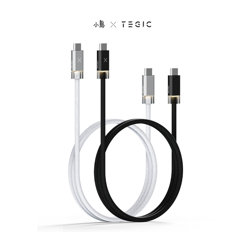 TEGIC 小岛发光数据线磁吸贴贴线240W自收纳快充TypeC手机iPad平板C口充电线适用iPhone17苹果16promax特极客