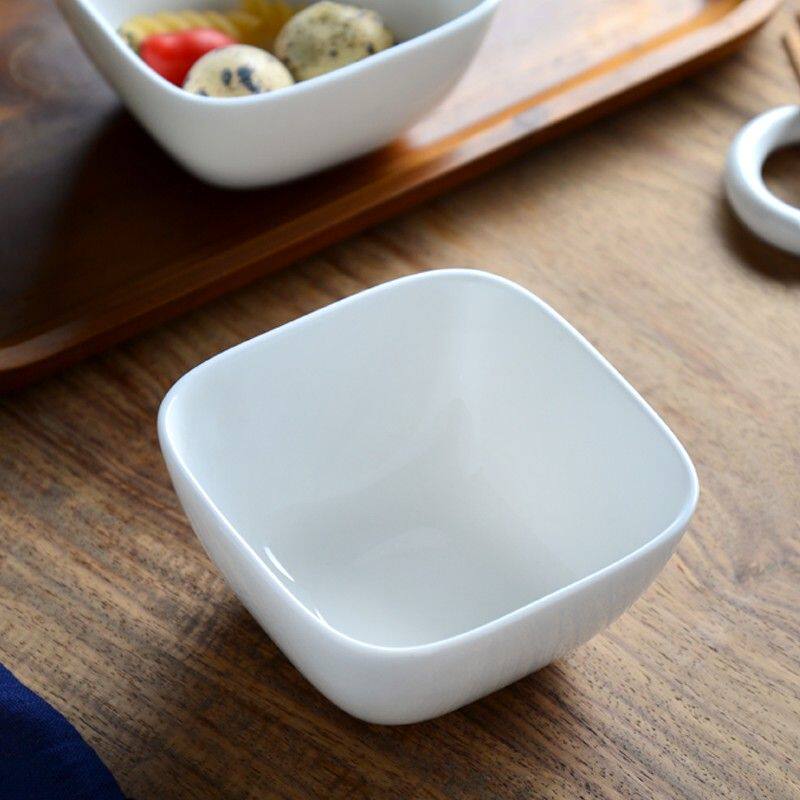 【精选骨瓷】日式纯白家用面碗调料碗方形碗烤碗陶瓷碗空气炸锅方