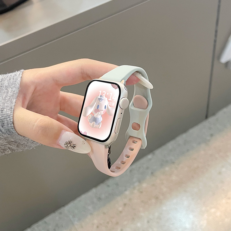 适用于华为fit4手表表带小蛮腰蝴蝶扣硅胶华为手表watchfit3表带夏天fit2透气fitnew替换手腕带简约时尚拼色
