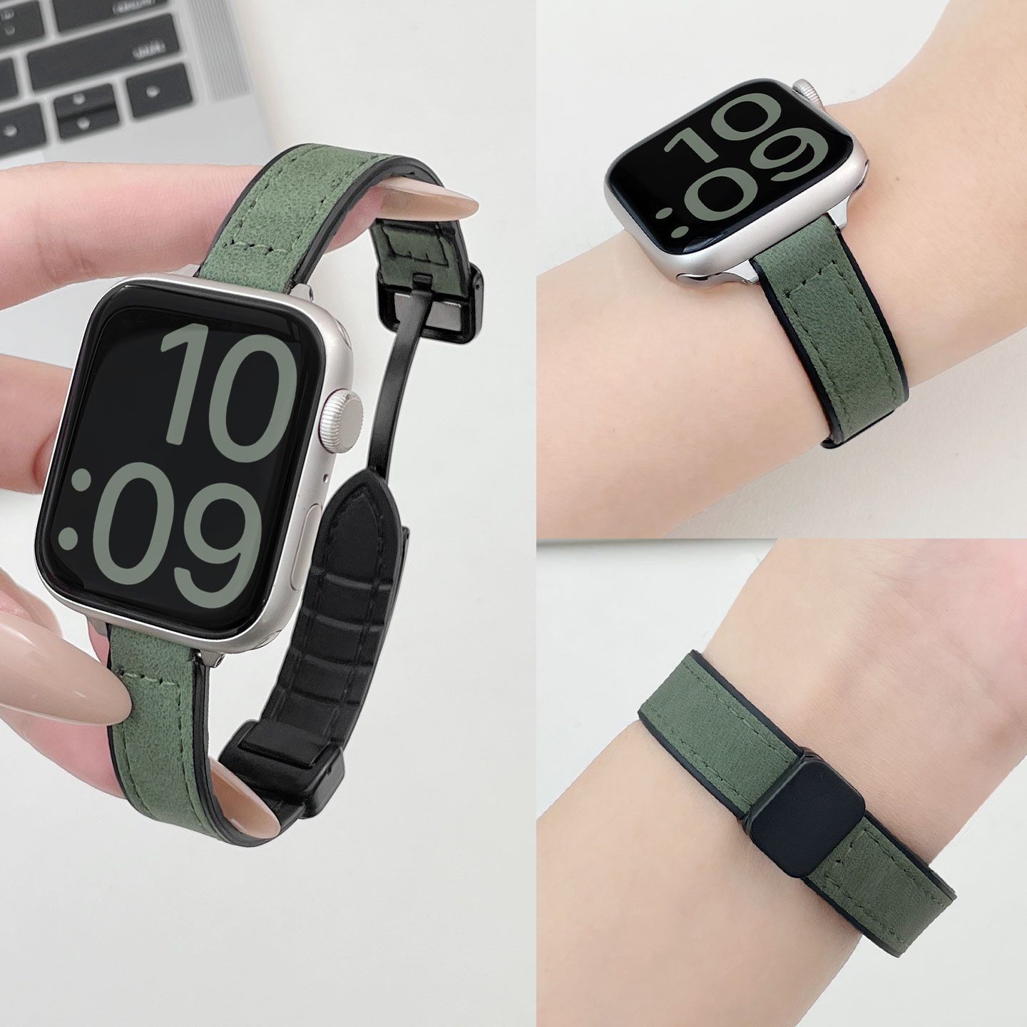 适用苹果手表s11表带疯马真皮针扣applewatch10/9/8/7/6/配件iWatch女新款高级感男款时尚秋冬款手表替换带