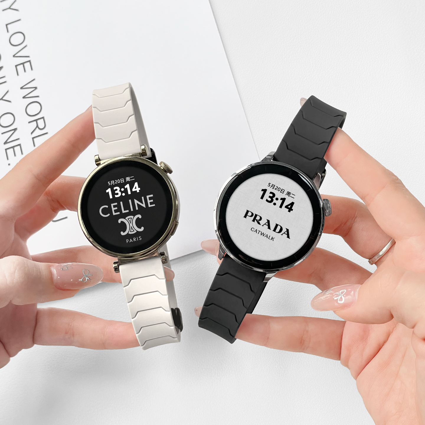 北想华为手表GT5铠甲纹硅胶磁吸