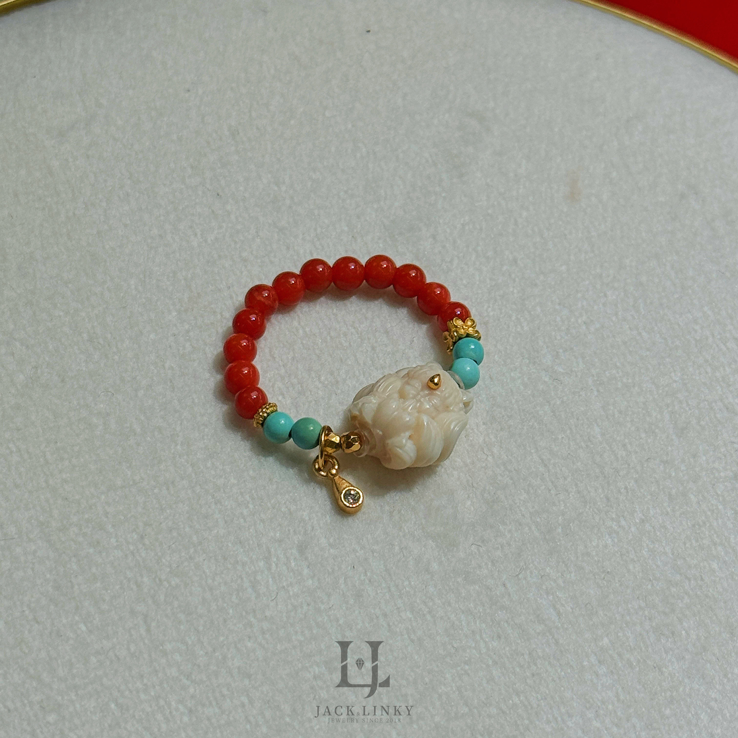 天然南红戒指绿松石戒指