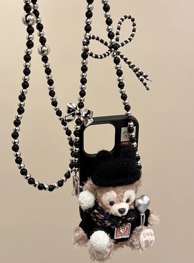 气球黑色毛衣玫玫蝴蝶结绳适用ihone16promax苹果15pro手机壳14新款13