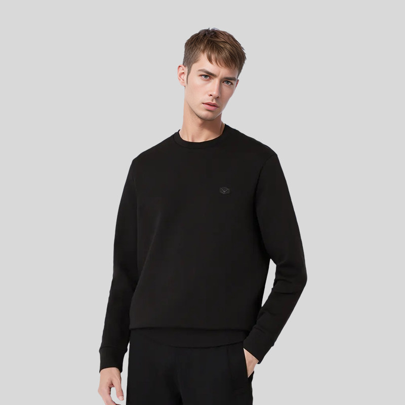 armani/阿玛尼时尚秋冬新款男士圆领纯色套头衫休闲男装卫衣