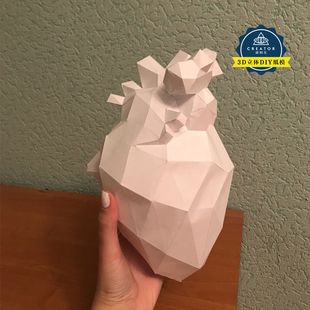 3D立体构成纸模型心脏几何作业桌面摆件创意手工折纸艺DIY材料包