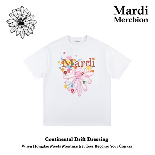 Mardi夏季雏菊纯棉宽松短袖T恤