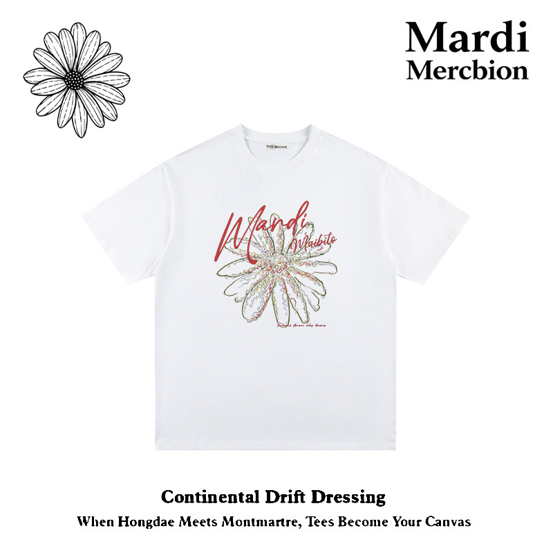 MardiMercredi手绘花卉T恤