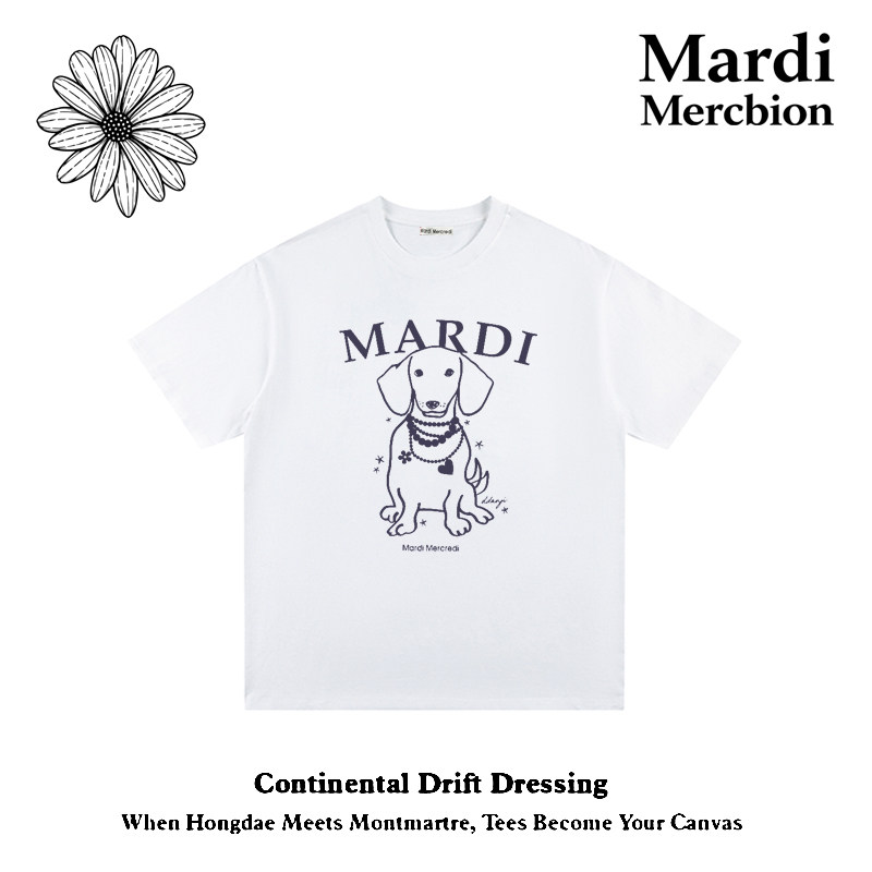 MardiMercredi小狗印花纯棉T恤图片
