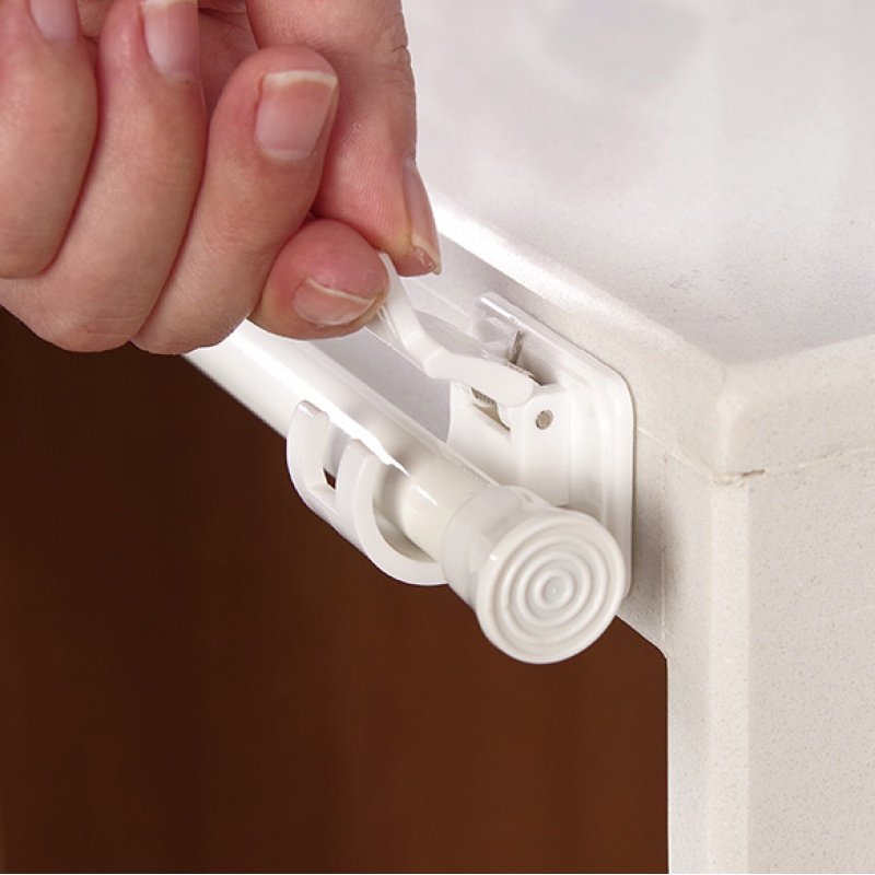 多功能厨房浴室圆杆粘钩 强力粘胶弹簧挂钩2个装 承重2kg