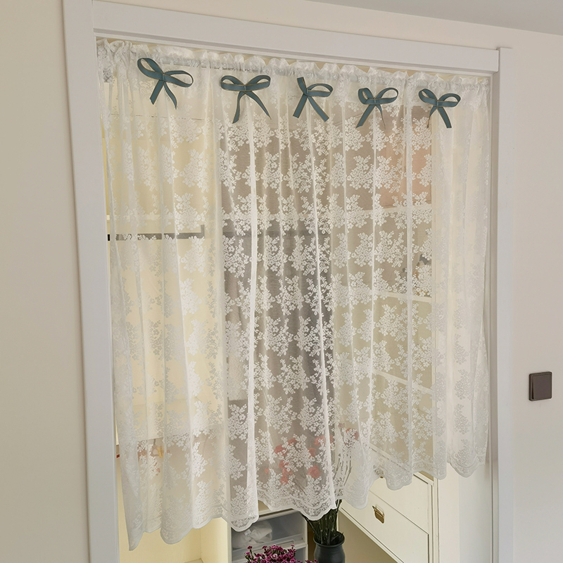 打孔纱帘法式浪漫白色蕾丝