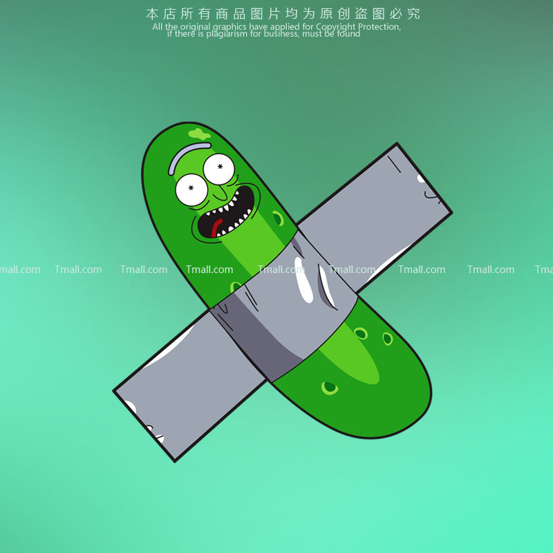 瑞克和莫蒂酸黄瓜卡通车贴创意胶带电动车拉杆箱电脑汽车反光贴纸