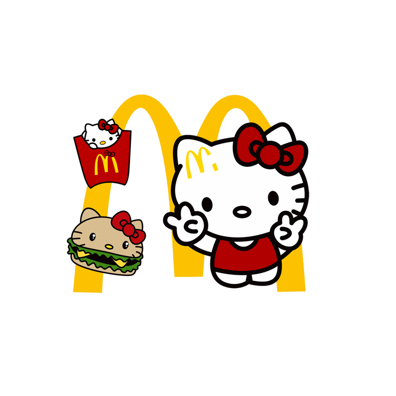 麦当劳HelloKitty个性创意反光车贴卡通电动摩托电脑行李箱装饰贴