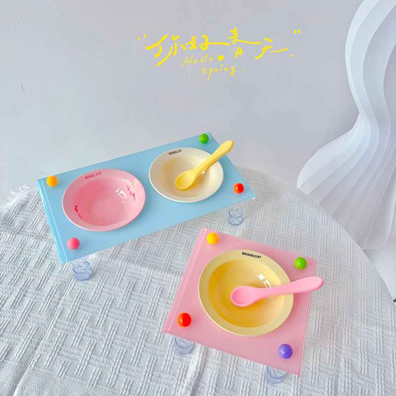 甜系高颜值宠物陶瓷碗增高架