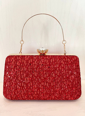 晚宴包婚礼红色手拿包女喜婆婆婚宴手包喜妈妈婚包搭配旗袍的包包