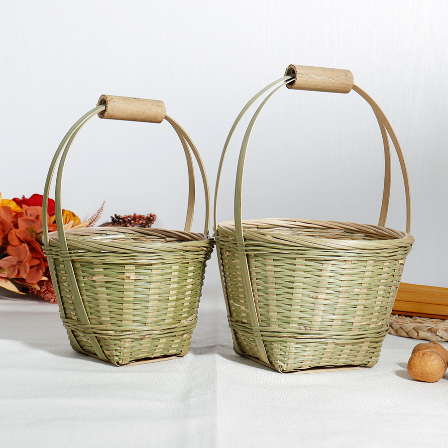 手工编织手提篮水果竹篮子竹篓竹筐收纳筐小家用鸡蛋菜篮竹编制品