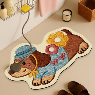 卡通浴室吸水地垫卫生间厕所防滑脚垫家用入户玄关门垫子