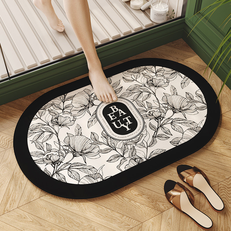 轻奢花卉硅藻泥软垫卫生间门防滑地垫吸水浴室脚垫卫浴厕所门垫,居家布艺,家用脚垫,淘宝优惠券,粉丝福利购,淘宝优惠卷