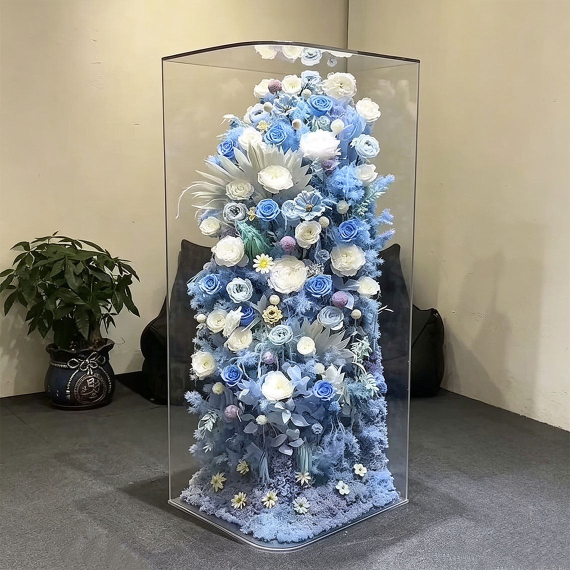 亚克力永生花盒边角柜生日礼物