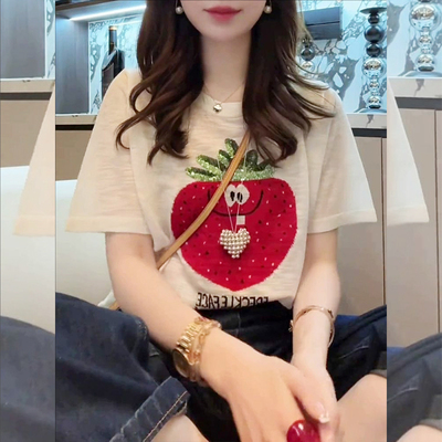冰丝薄款针织衫针织短袖t恤女