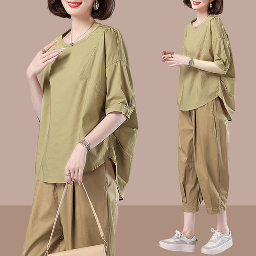 两件套运动服短袖t恤洋气