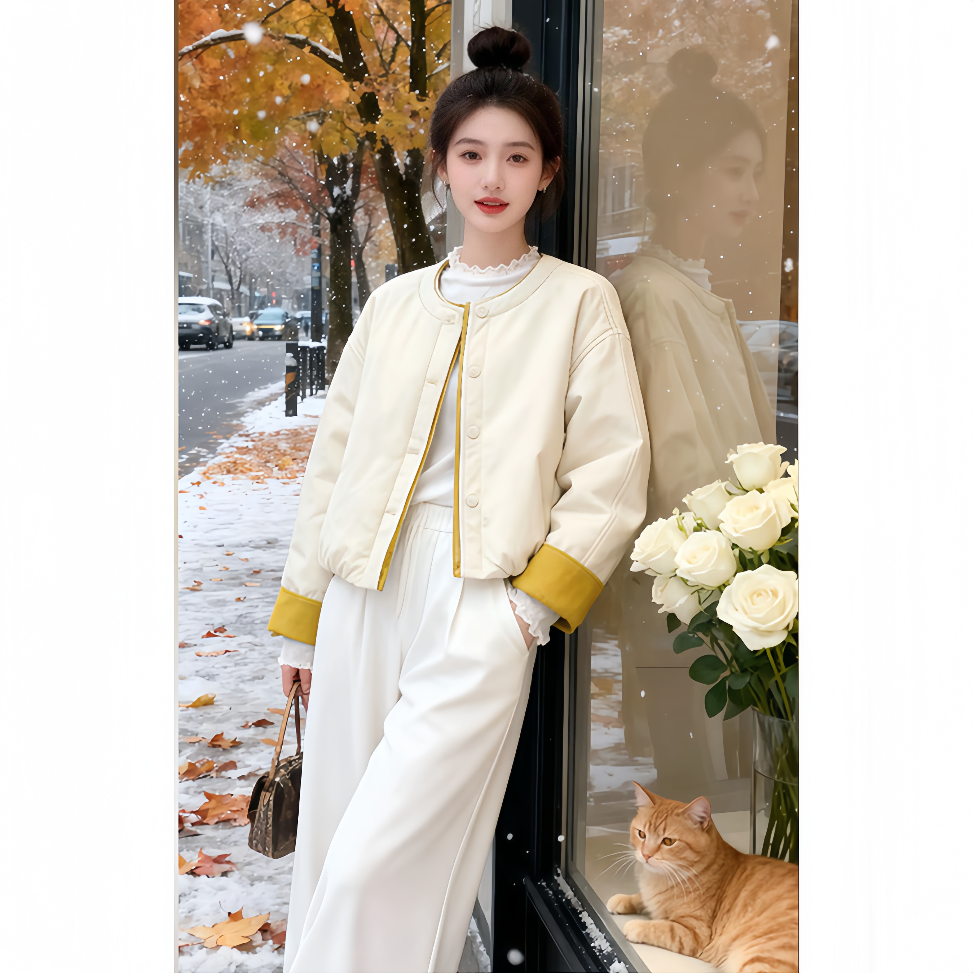 棉服外套女小个子2026秋冬新款韩版休闲宽松夹棉轻薄短款棉袄上衣