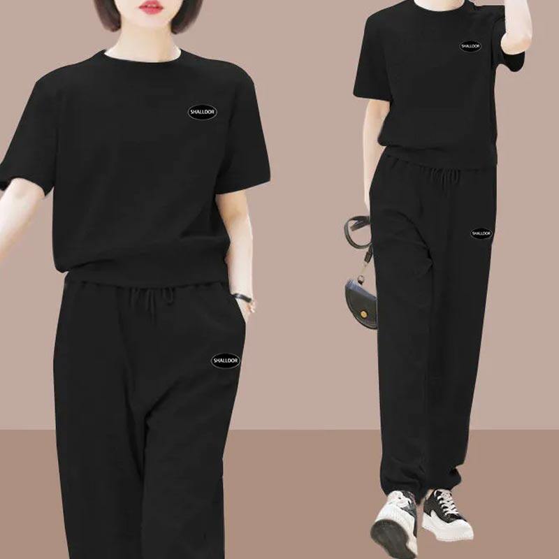 纯棉运动服套装女士2026夏季新款休闲时尚两件套洋气减龄时髦大码