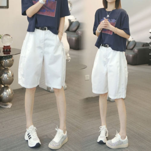 白色五分短裤女2025夏季新款休闲