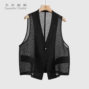 短款网纱马甲女款2026夏季新款薄款外穿轻薄马夹洋气时髦无袖背心