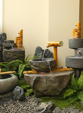 仿真石头假山流水禅意摆件