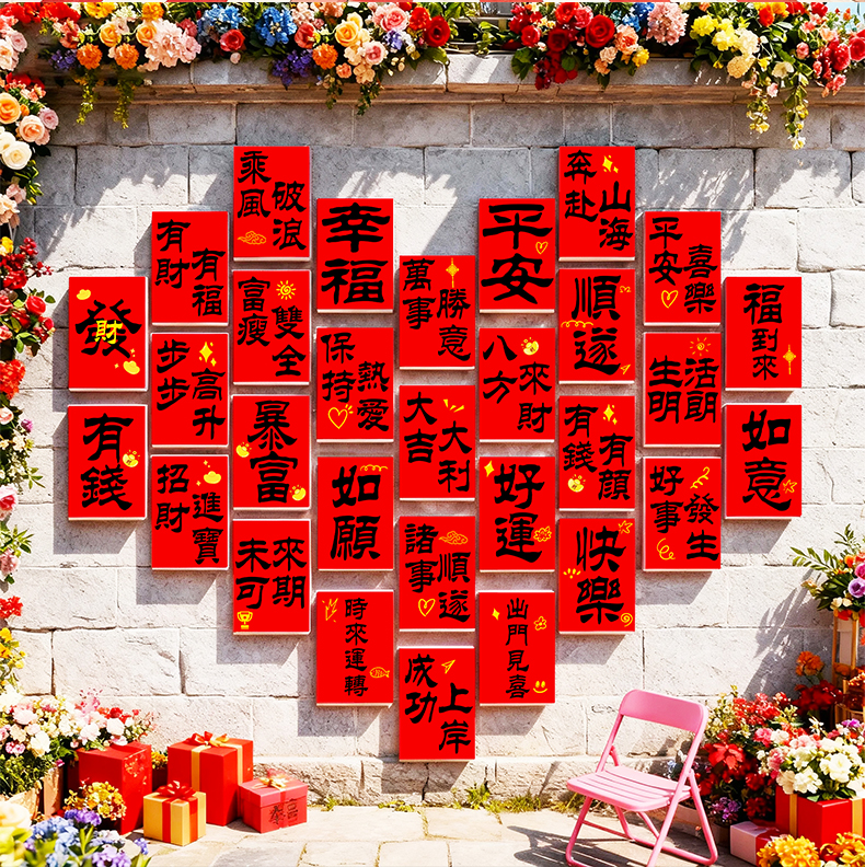 2025年新年装饰打卡墙贴加急发货