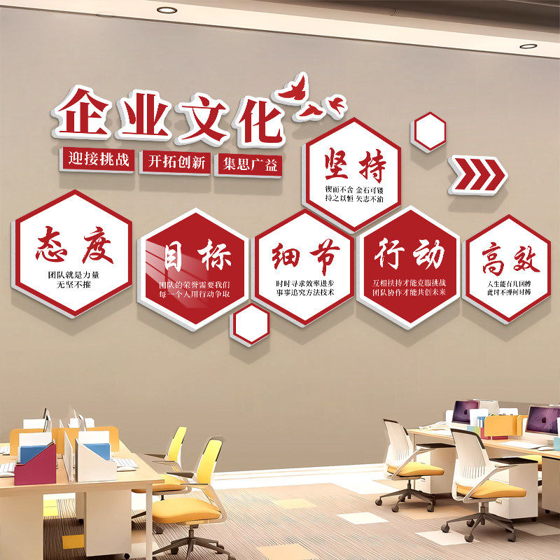 企业文化墙办公室励志标语销售公司进门前台形象背景墙贴装饰挂画