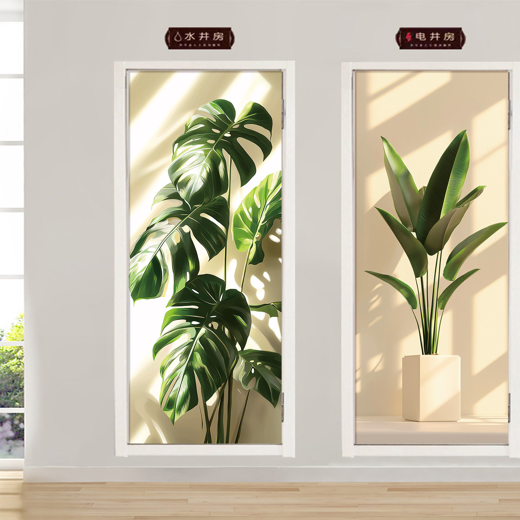 水井门贴纸高级感电井门防火门遮挡装饰贴纸消防栓贴纸电梯门贴纸,家居饰品,软装墙贴,淘宝优惠券,粉丝福利购,淘宝优惠卷